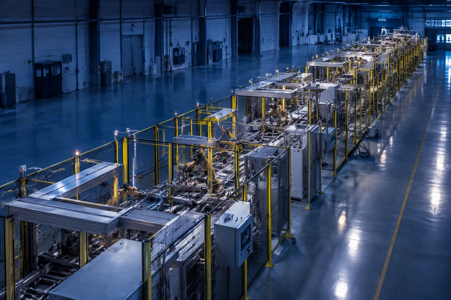 Automated production line with control cabinets