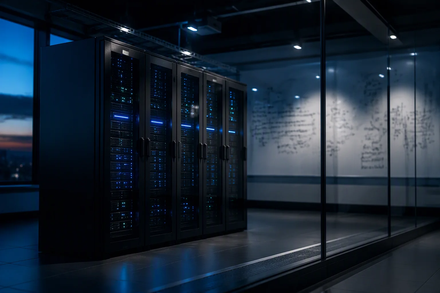 University HPC cluster room with research compute racks