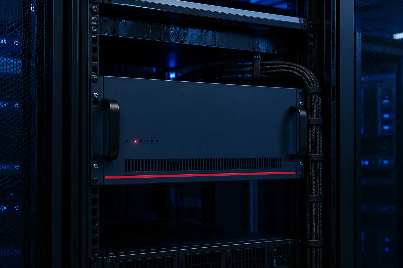 VB-5125 rack battery backup shelf installed in a server rack