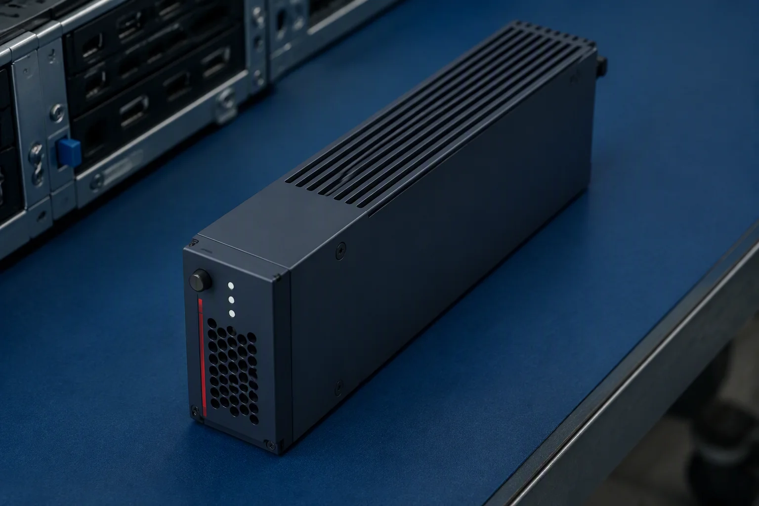 VB-E3 in-server battery backup module on a workbench