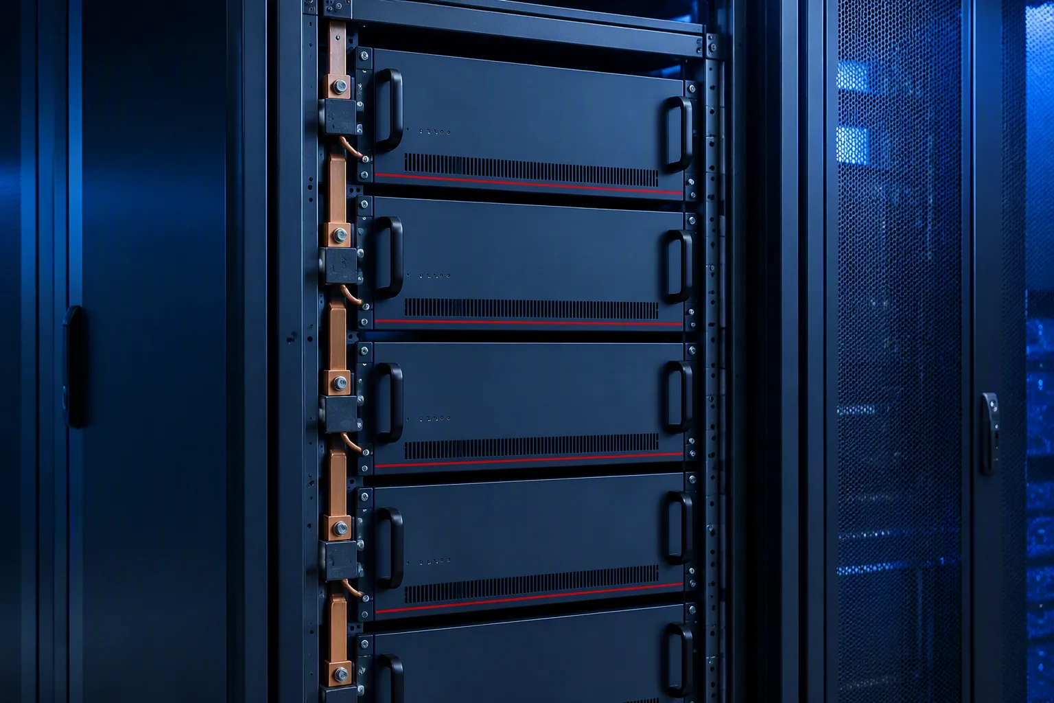 Group of VB-5125 shelves cabled as one parallel backup bay