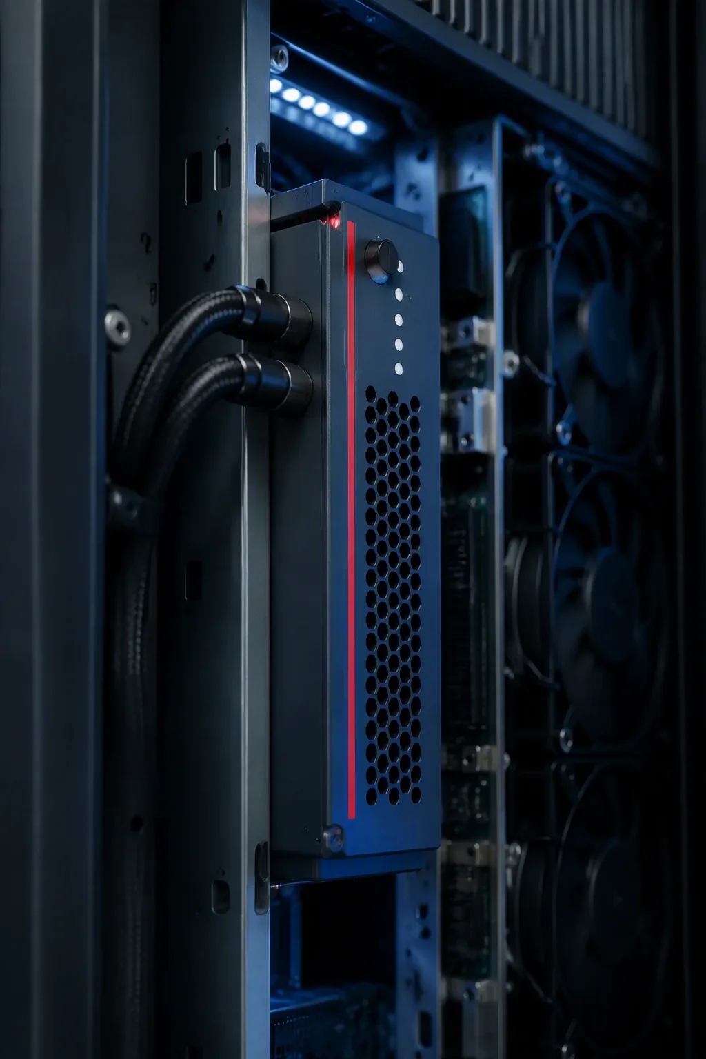 VB-E3 module seated inside a liquid-cooled AI compute node
